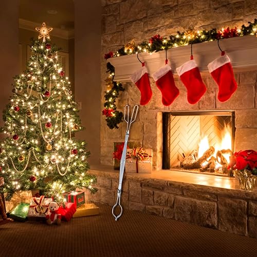 Miniatura 7 de Uten Pinzas para chimenea, accesorios para hogueras de 26 pulgadas, pinzas de leña, pinzas de acero inoxidable para fogata, pinzas de troncos para