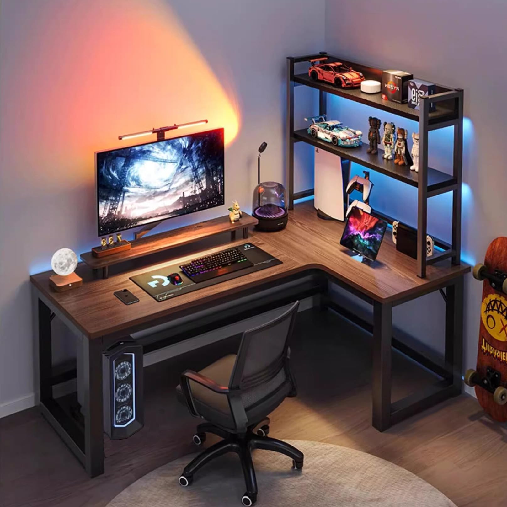 Amazon | Dnowegas 作業デスク ゲーミングや仕事と両立 卓上スタンド