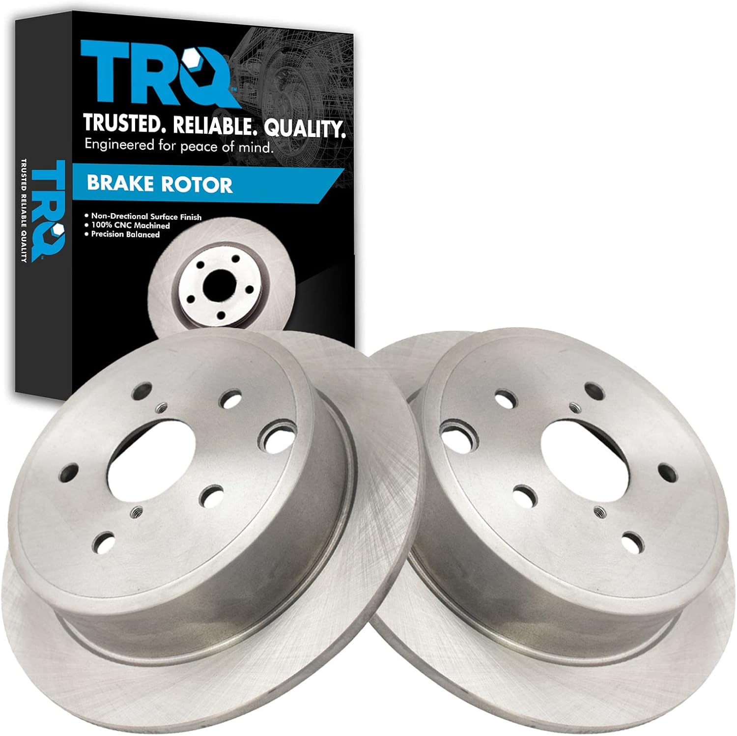TRQ Rear Brake Rotors Set Solid Compatible with 2019-2022 Toyota C-HR