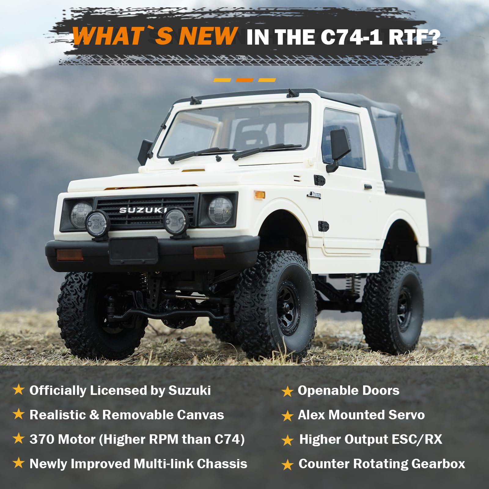 ARRIS Crawler RC 1/10, WPL C74-1 Jimny JA11 Rock Crawler 4x4 Fuoristrada, Pickup RC 4WD Telecomandato per Adulti