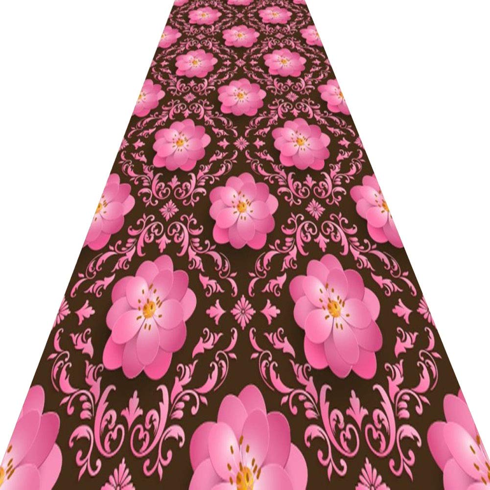 Tapis de couloir 3D fleur rose 1.2x3m découpable sur mesure pour allée de maison