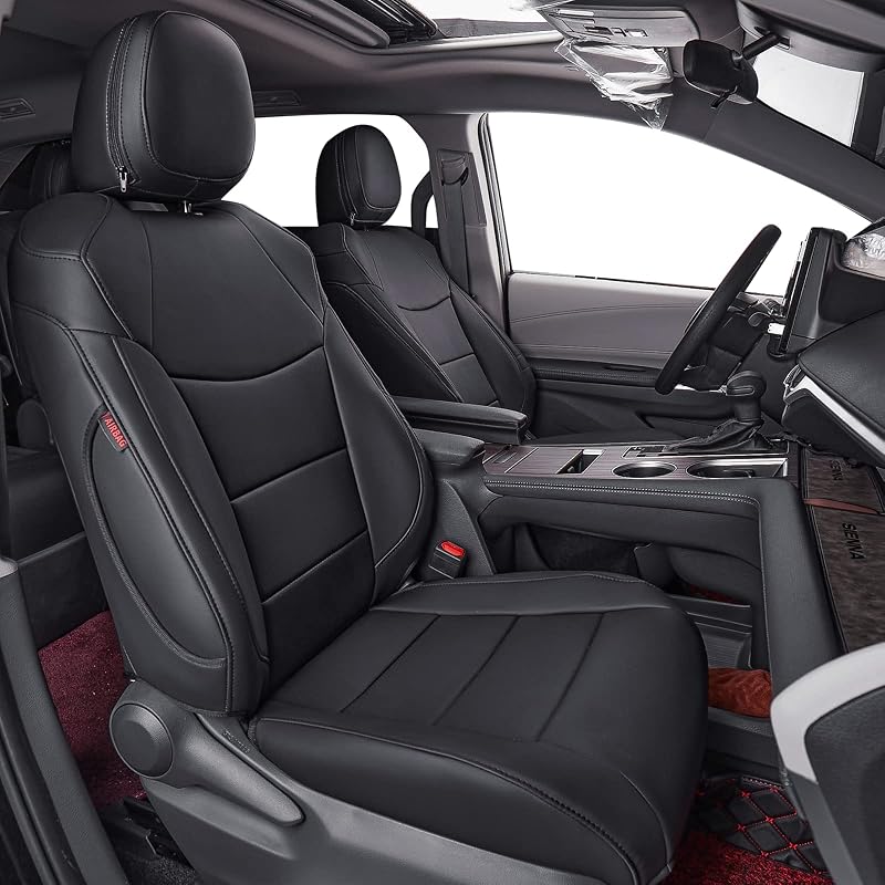 Sienna Seat Covers Custom Fit for 2021-2026 Toyota Sienna LE/XLE (8-Passenger),2nd Row Bench w/Removable Middle Seat,Waterproof Leather Car Seat Protector (Full Set,Black)