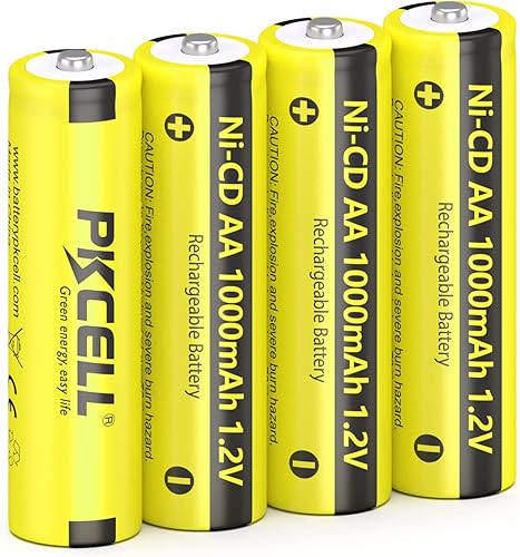 PKCELL 4PC AA batería recargable NiCd AA 1000mAh 1.2V batería recargable para luces solares jardín luces