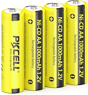 Recharegable AA Battery, 4 Pack 1.2V NICD 1000mAh for Solar Lights Lamps (4-Count)