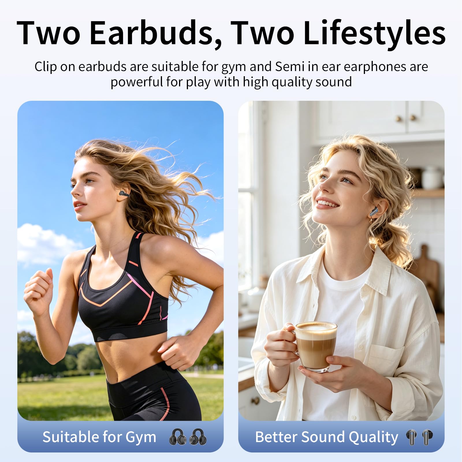 Set di auricolari wireless 2-in-1 i92, combinazione di auricolari open-ear a clip e auricolari semi-intrauricolari a stelo corto, auricolari Bluetooth 6.0 con custodia di ricarica portatile