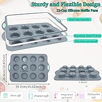 Vista 6 de To encounter 2Pack Silicone Muffin Pan with Metal Frame, 12 Cup Regular Size Cupcake Pan, Non-Stick Baking Tray, Food Grade Baking Molds for Oven