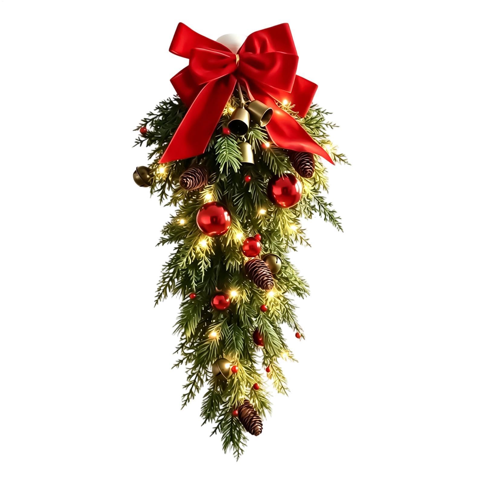 Corona di Natale 68 cm aghi di pino, capovolto e bacche