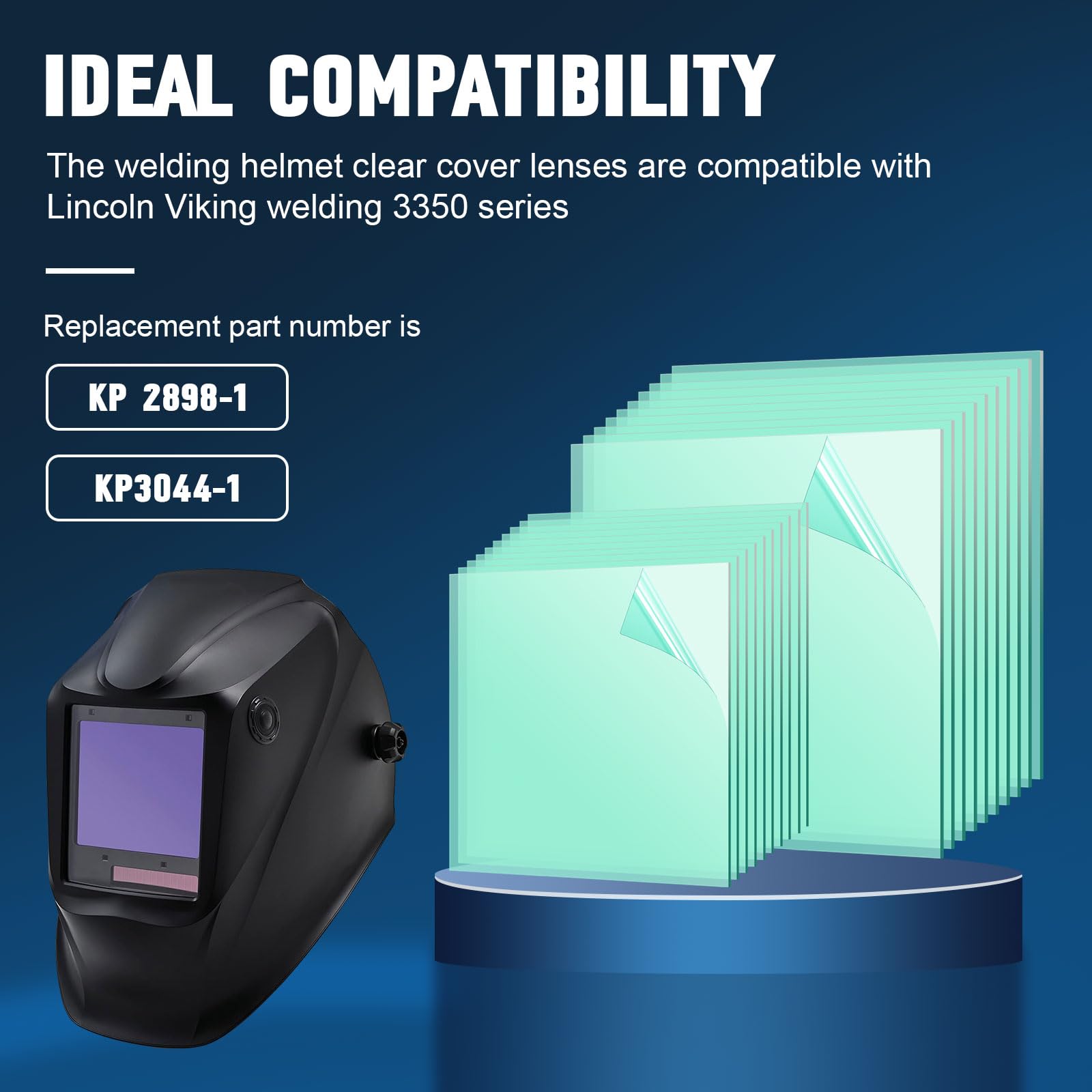 20 lentes de cubierta de casco de soldadura serie 3350 para Lincoln Electric Viking | Lente transparente de repuesto para capó interior y exterior del casco, 3.7 x 3.5 x 0.4 pulgadas, 4.5 x 5.34 x 0.4 pulgadas