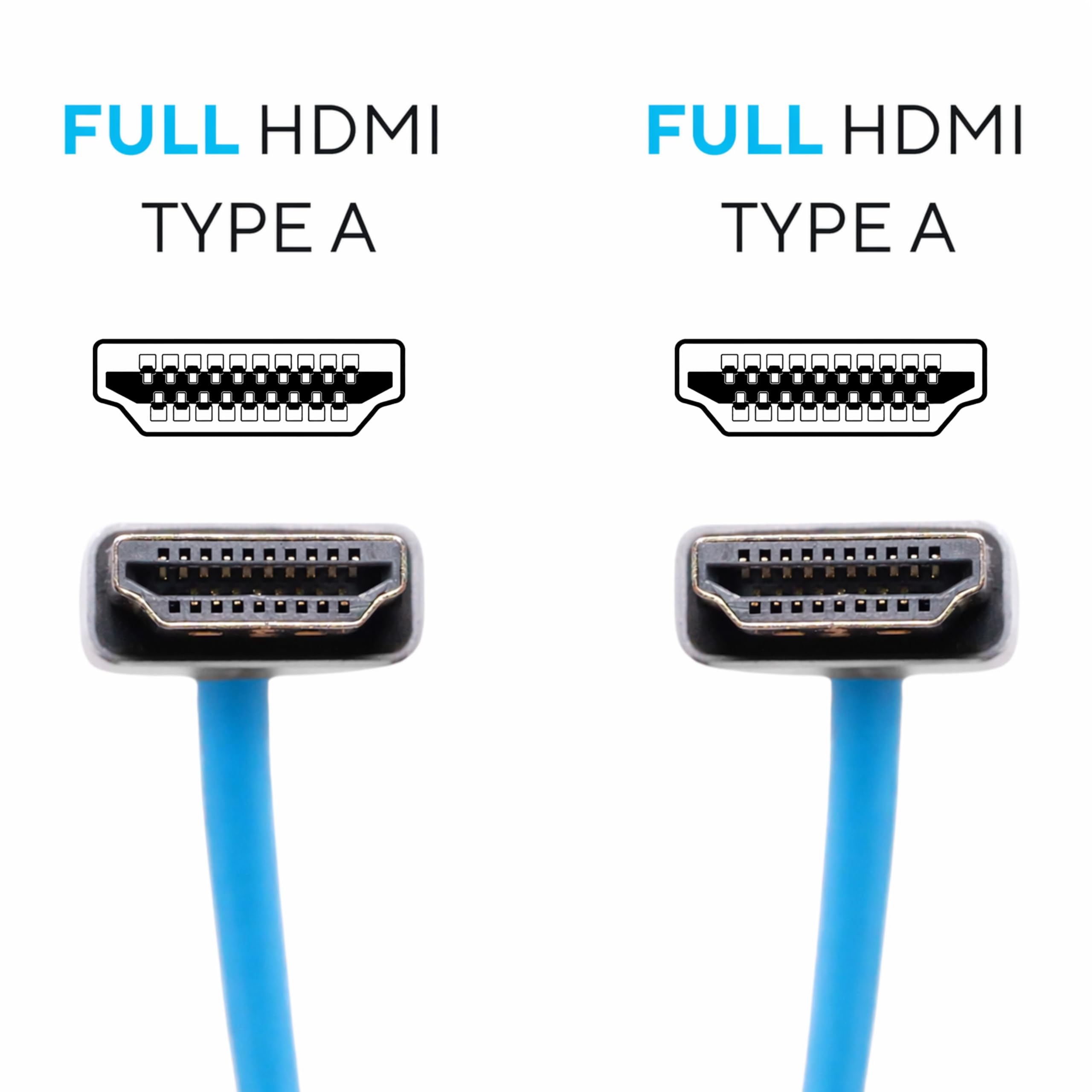 KONDOR BLUE Cable trenzado recto y corto HDMI 8K HDMI a HDMI para monitores en cámara, tarjetas de captura + más | 8K/60Hz 4K/120Hz | MetaData 3D HDR de 48 Gbps | 17 pulgadas | Azul