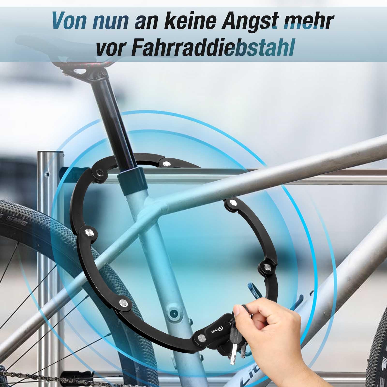 toptrek Antivol pliable vélo et moto - 100 cm de long - Avec support - Robuste - Peut supporter jusqu'à 1,5 tonnes de force de traction - Pour vélo électrique, trottinette, VTT et vélo de route