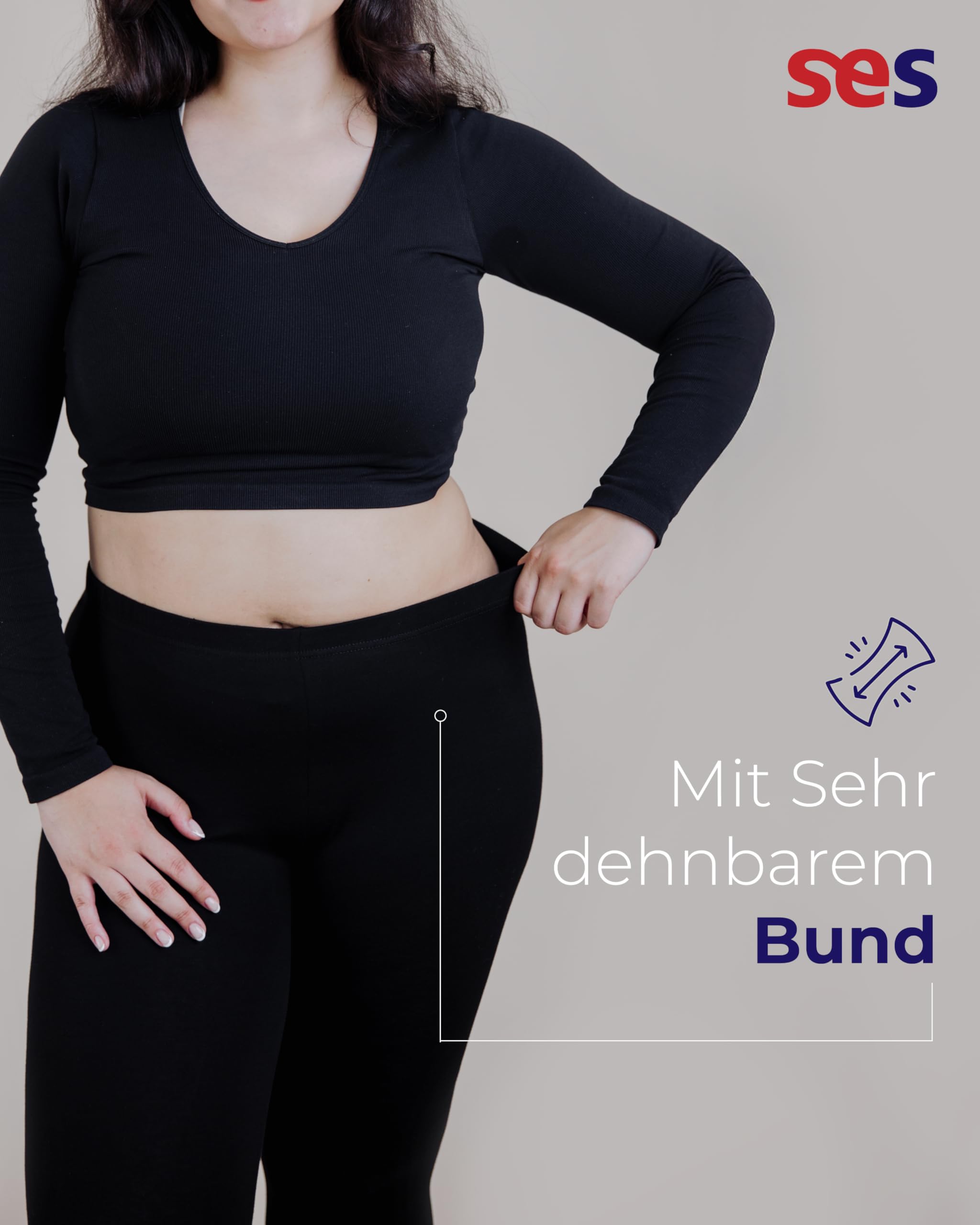 SES Leggings Donna Confezione da 2 Cotone