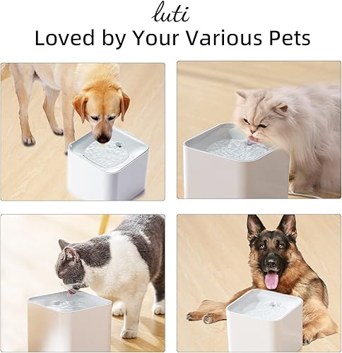 Miniatura 8 de luti - Fuente de agua inalámbrica para gatos, fuente de agua para mascotas para gatos en el interior con bomba inalámbrica, fuente de agua súper