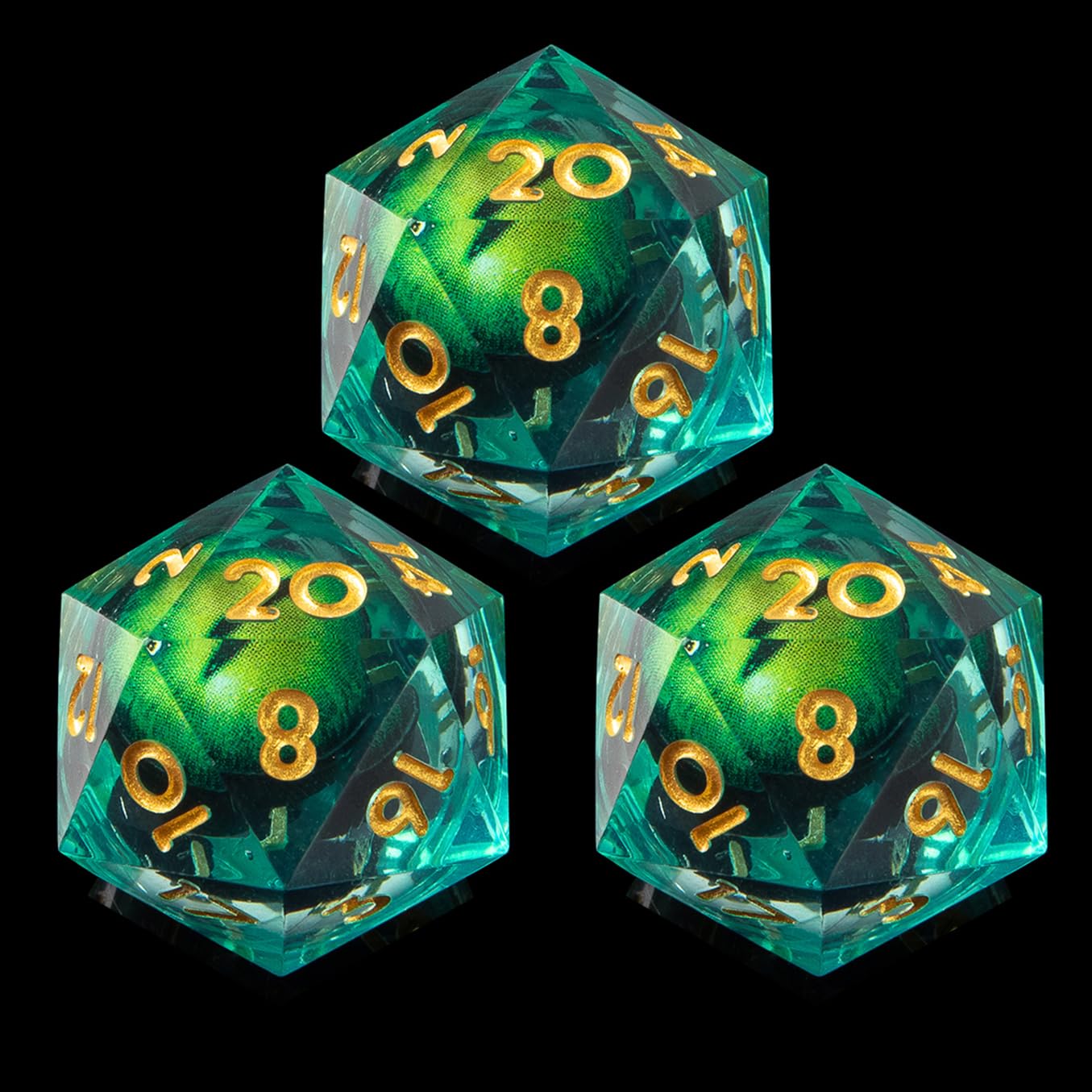 YEMEKO 3Pcs DND Single D20 Dice with 22mm Resin Sharp Edge 20 Sided D&D Dice, Handmade Polyhedral for Dungeons and Dragons, RPG, Roleplaying Games MTG