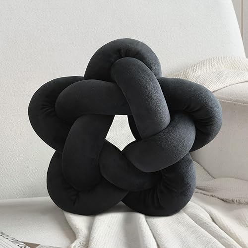 Miniatura 7 de ZANYB Almohada de felpa con nudo hecha a mano, almohada de estrella anudada suave para sofá, cojín lumbar, almohada de bola de relleno para el
