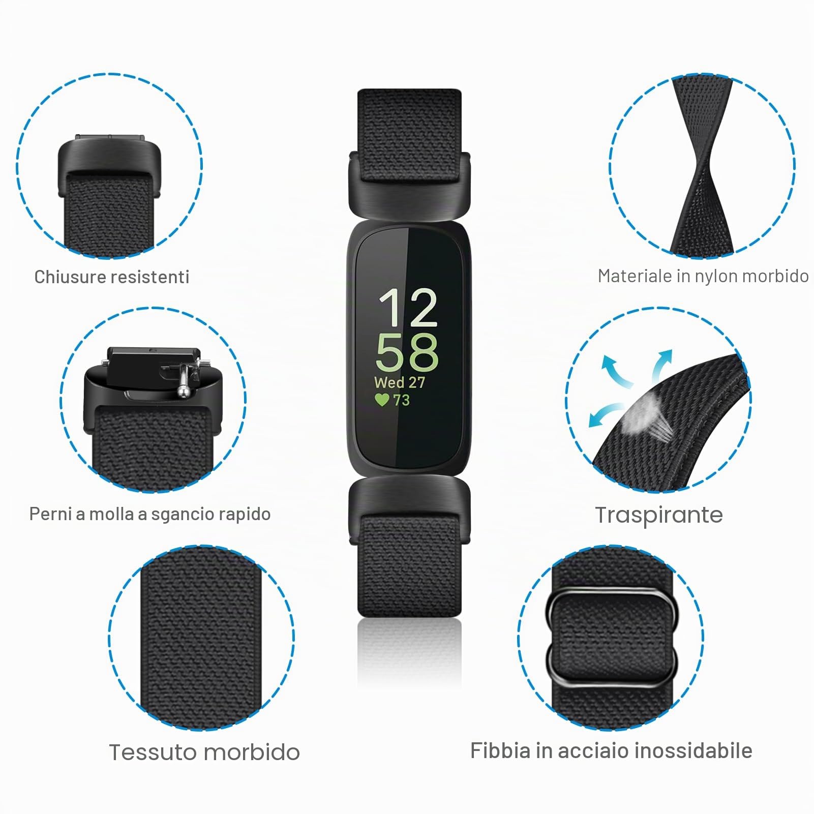 FINTIE Cinturino Compatibile con Fitbit Inspire 3, Regolabile Sport Elastico Band