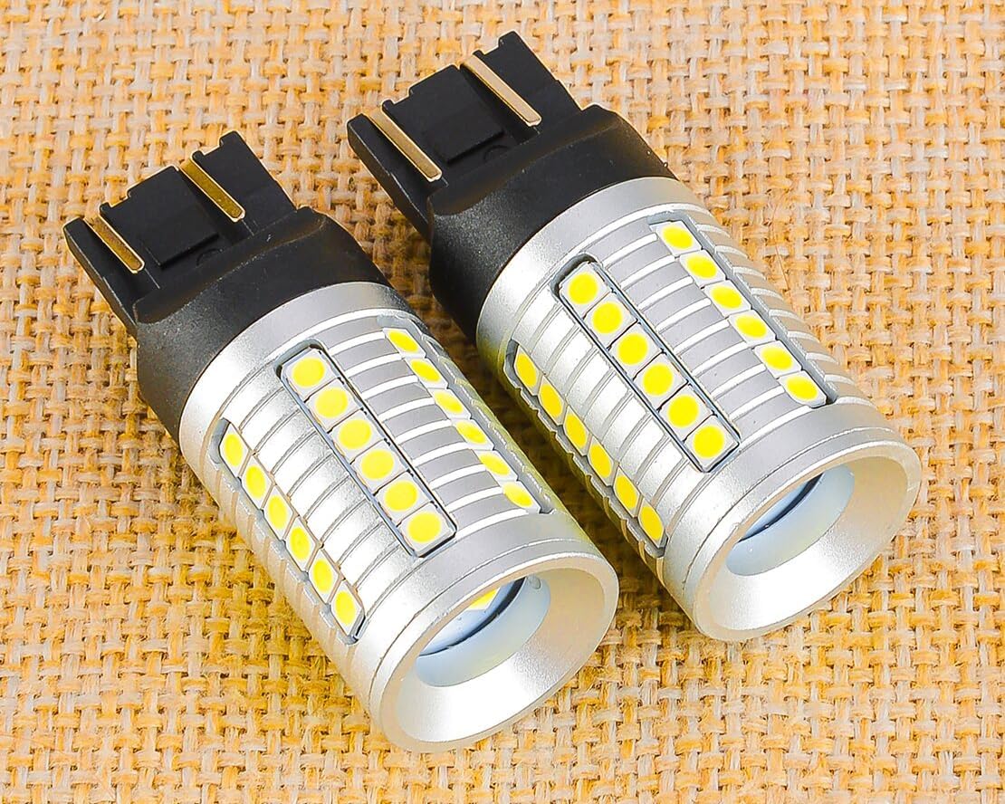 2Pcs Car White Led 7443 W21/5W T20 3030 45Smd Reverse Rear Lamp Tail Indicator DRL Light Bulb Compatible for Land Rover Mazda