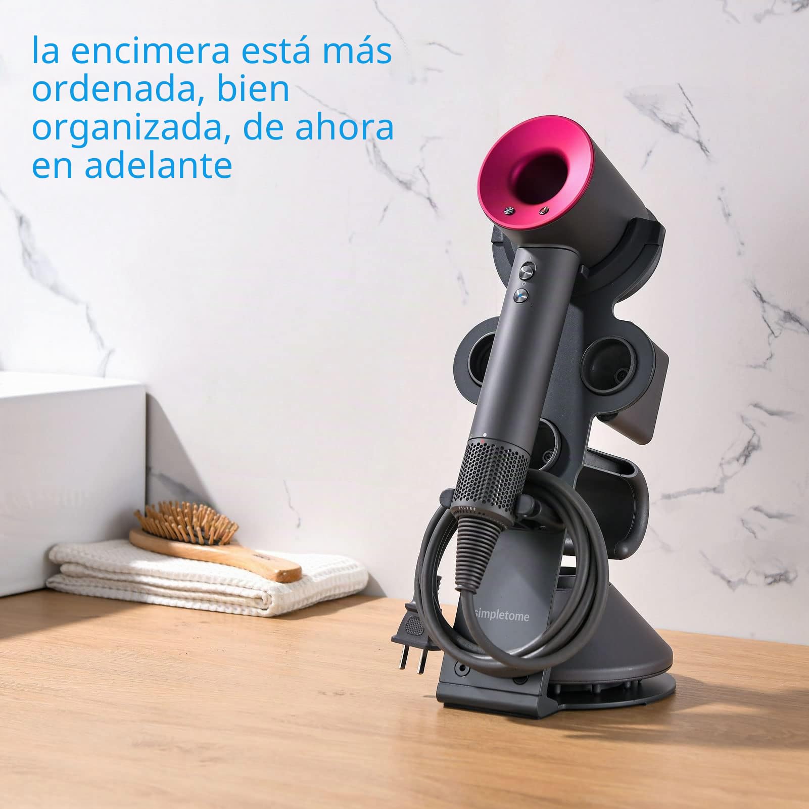 simpletome ACTUALIZADO Soporte Para Dyson Supersonic Secador De Pelo, Con Organizador De Cables, Tratamiento Superficial Antihuellas