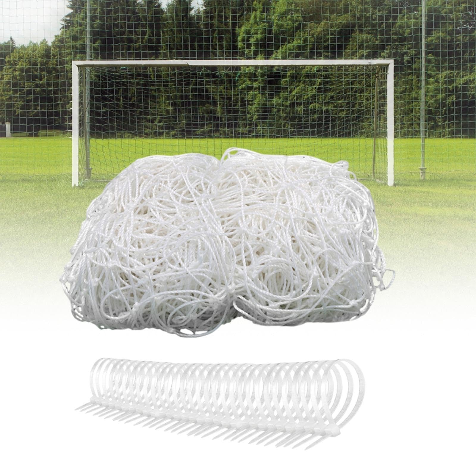 Rete di Ricambio per Porta da Calcio E Cinghie di Fissaggio in Nylon Bianco per Porte da Calcio di 12 Piedi X 6 Piedi