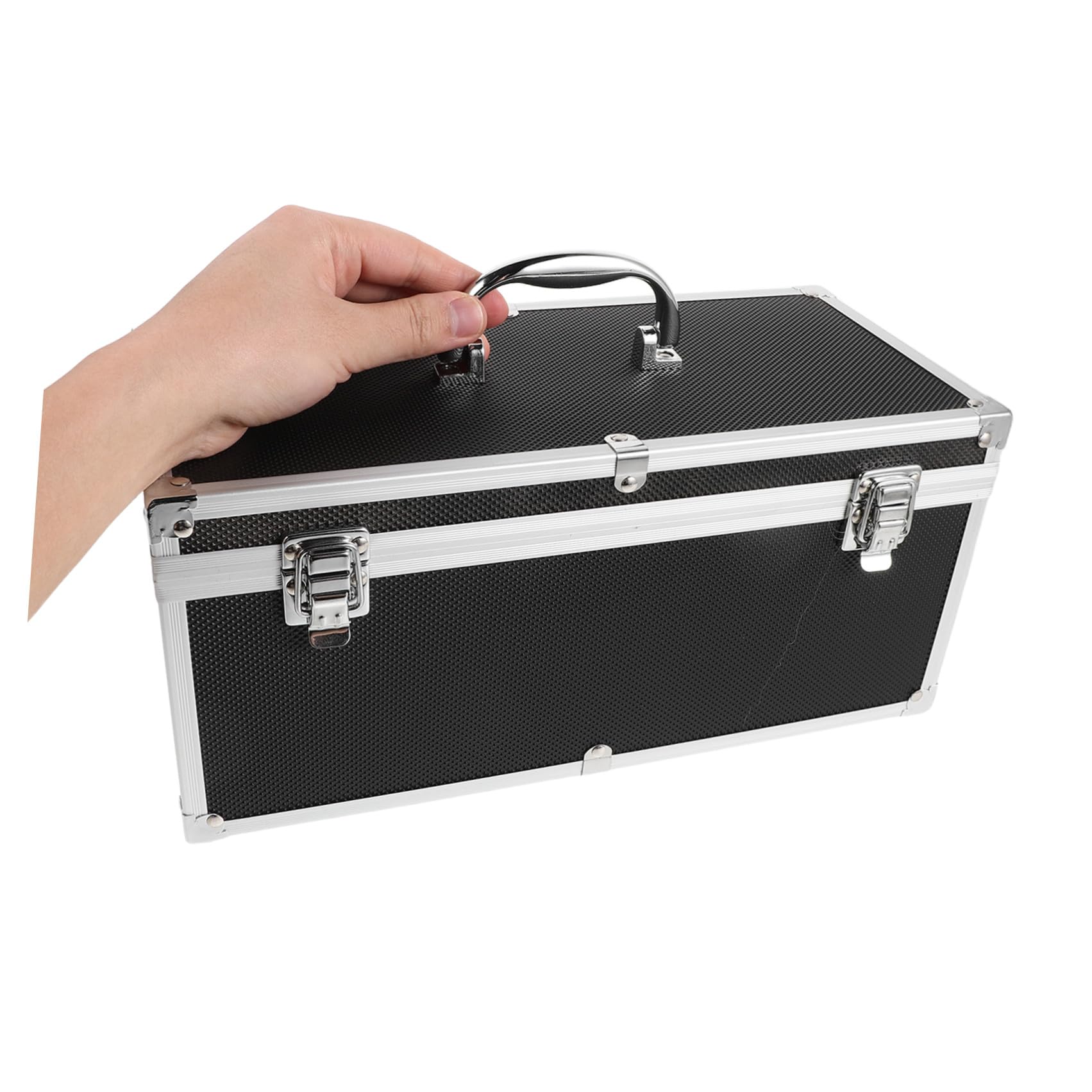 Tofficu Valigetta Portatile in Lega di Alluminio Nero con Assorbimento degli Urti e Protezione Sicura per Strumenti Delicati e Attrezzature Audio Professionali