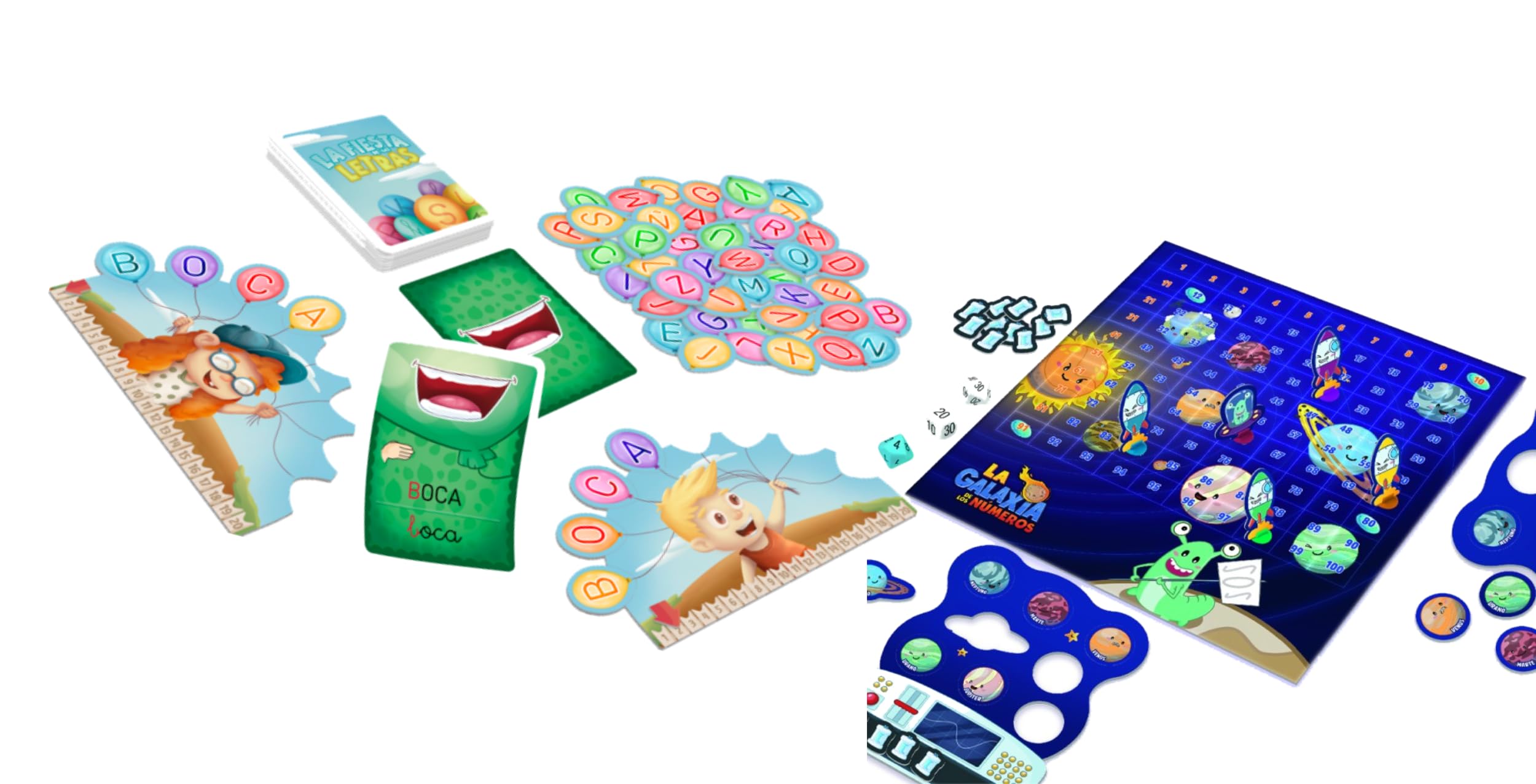 Atomo Games Pack de Juegos Educativos Galaxia de los Números + La Fiesta de Las Letras – Aprender Matemáticas y Lectoescritura Jugando (5+ años)