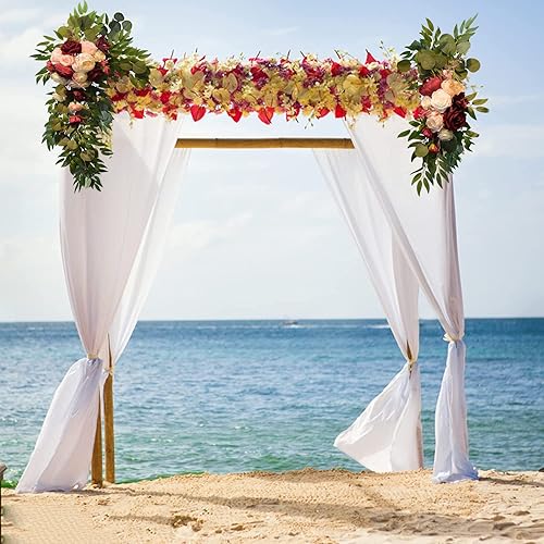 Miniatura 3 de Firlar Kit de flores artificiales para arco de boda, 2 guirnaldas florales decorativas con rosa roja, peonía rosa y hojas de eucalipto, guirnalda de