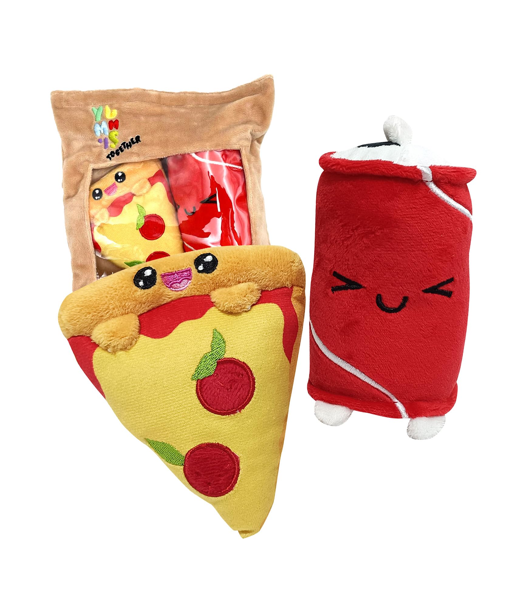 Joy Toy - Yummis Together Pizza and Cola - 2 Plush 15 cm in Take Away Plush Bag 21 x 21 cm