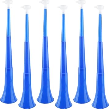 6 Pieces Collapsible Stadium Horn 24 Inch Plastic Trumpet Horn Stadium Horn Noise Maker for Sporting Events Sports Themed Party Supplies Blue