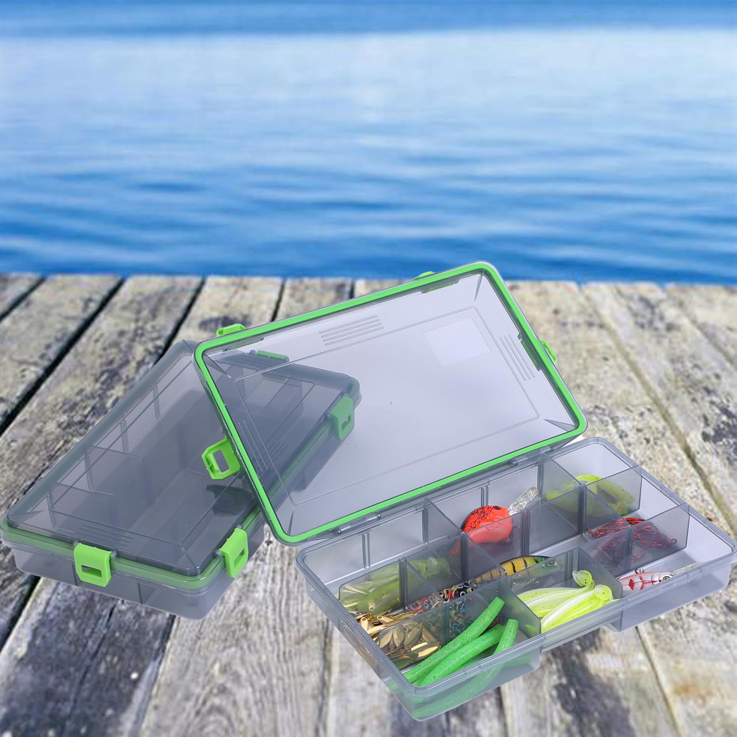 Lot de 4 boîtes de rangement en plastique avec séparateurs amovibles, plateau pour 3600 articles de pêche et 3700 plateaux de pêche, boîte à leurres et matériel de pêche