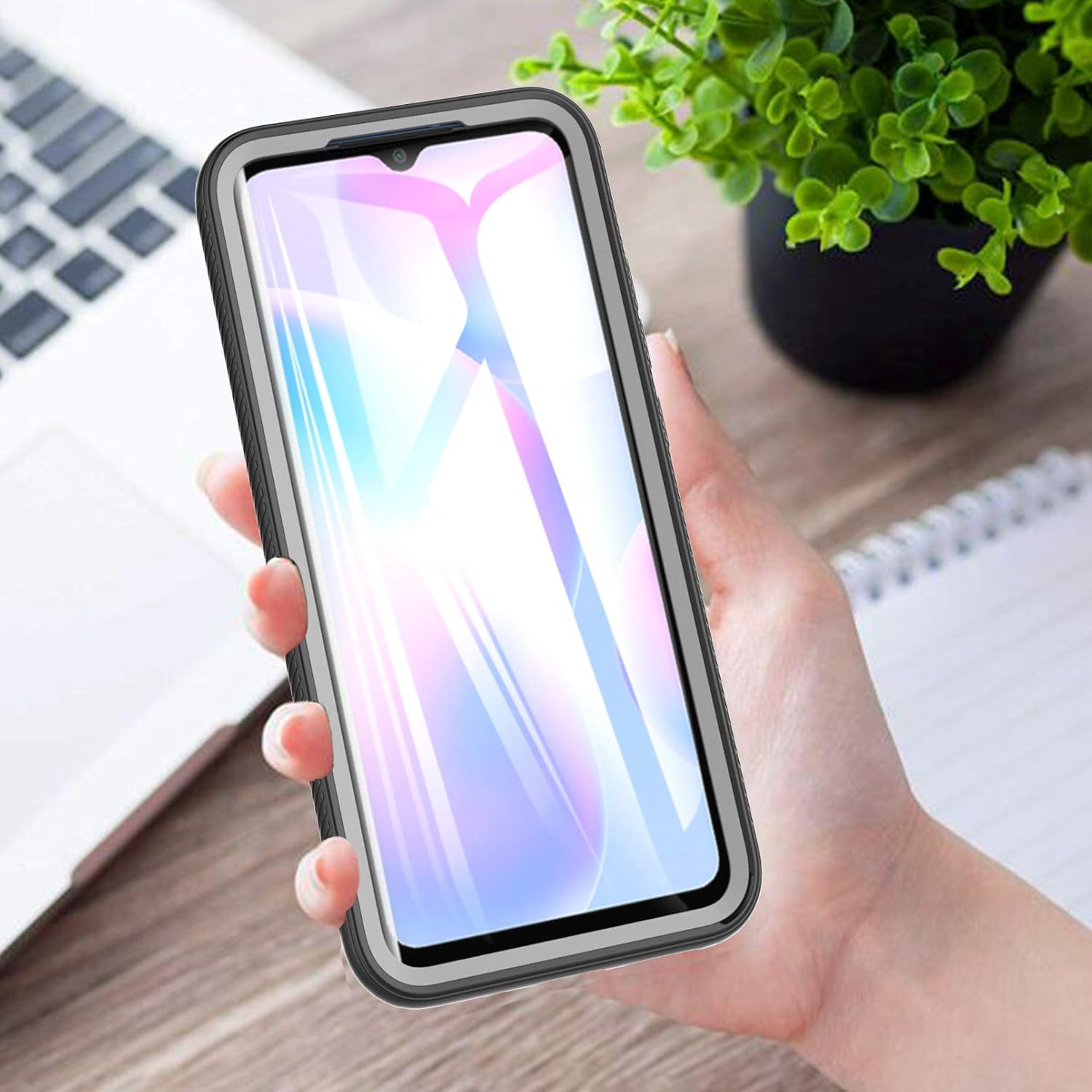 COMAKU Cover Per Xiaomi Redmi 9AT/Redmi 9A Con Anello Magnetico 360° E Supporto, Antiurto, Blu Reale - 5