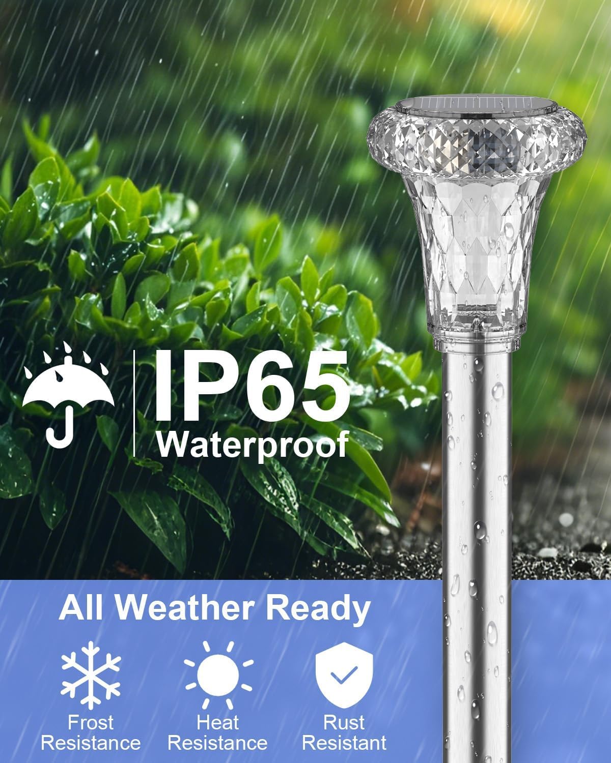 Bowfar Solar Lights Outdoor Garden, 6 Pack Garden Solar Lights IP65 Waterproof Stainless Steel Lighting for Outdoor Patio Lawn Balcony Paths Yard Landscape Decor, Warm White - Image 4