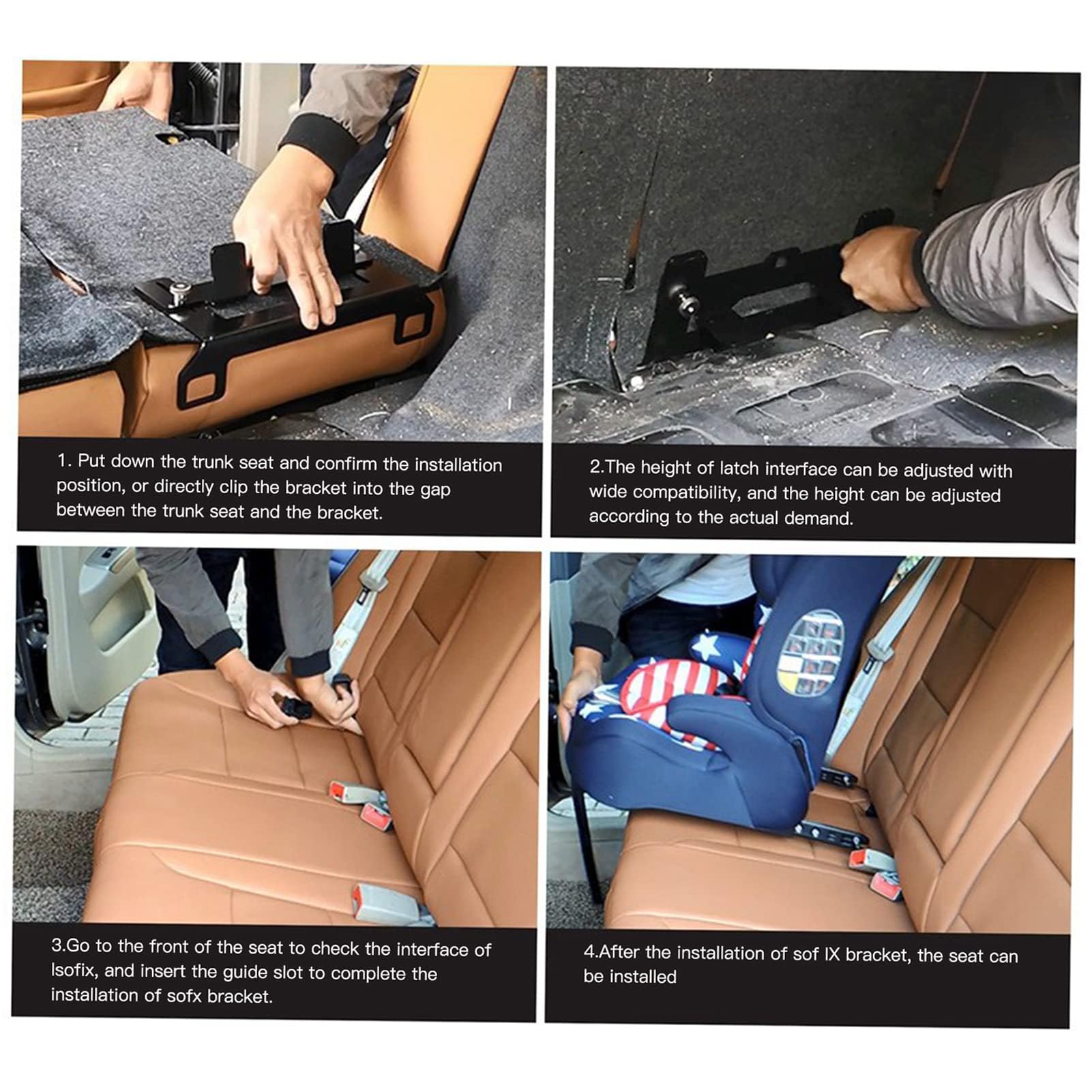 ISOFIX para Coche Homologado Geevorks Kit de Montaje de Anclaje de Sujeción Soporte de Adaptador isofix para Asiento de Coche y Auto