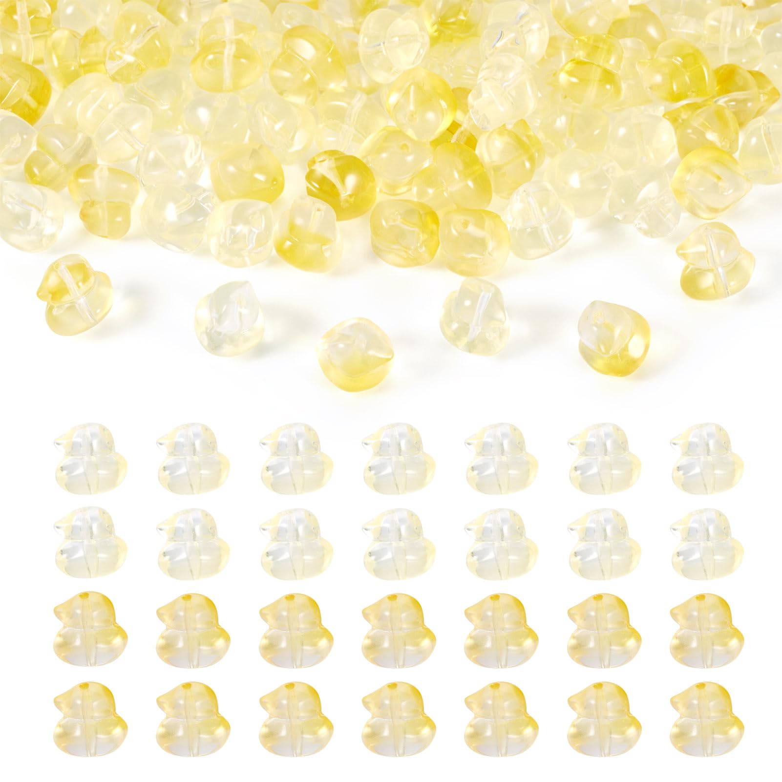 Boutigem 100Pcs Yellow Duck Lampwork Glass Beads 3D Cartoon Animal Handmade Craft Beads for DIY Earring Bracelet Lanyard Jewelry Making