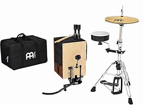 Cajon Box - Juego de batería para música acústica de bajo volumen con trampa, platillos Hihat, pedal, agitador, varillas, bolsa y hardware