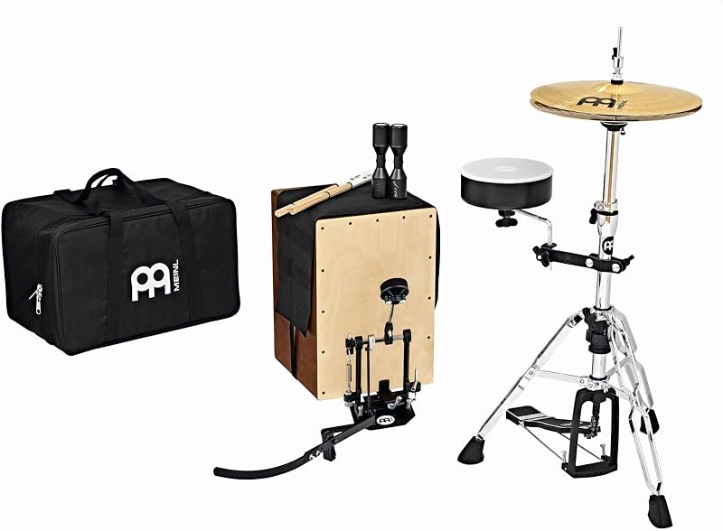 Cajon Box Drum Set Kit para música acústica de bajo volumen con caja, platillos Hihat, pedal, agitador, varillas, bolsa y herrajes
