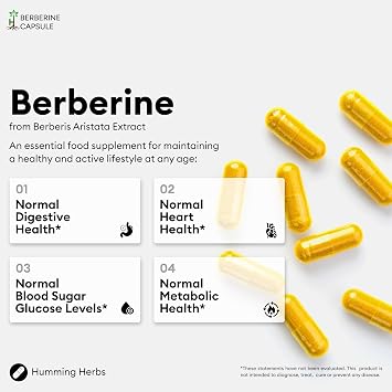 Humming Herbs Berberine 6-in-1 – 1006 mg Serving – 180 Vegan Capsules (90 Day Supply) – Berberine HCl 20:1 from Berberis aristata + Cinnamon + Gymnema + Chromium Picolinate + Vitamin B1 + Black Pepper