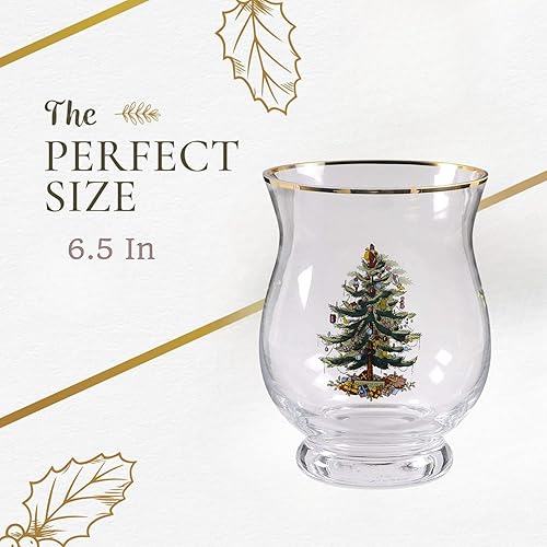 Miniatura 3 de Spode - Jarrón de árbol de Navidad con forma de huracán, portavelas de pilar de vidrio, florero de cristal, maceta de terrario, centro de mesa