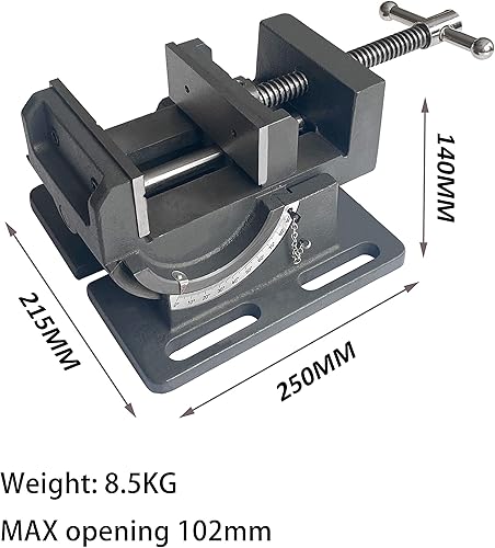 Miniatura 2 de HFS (R) Tornillo de prensa de hierro fundido de 4 pulgadas para taladrar, roscar y escariar con ajustes de ángulo, ancho de mandíbula de 4 pulgadas