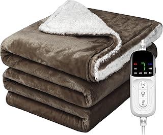 電気毛布 掛け敷き兼用 188×130cm【大きいサイズ&フランネル+起毛】電気ブランケット 電気ひざ掛け 3分速暖 恒温加熱 ダニ退治 7段階温度調整 6段階切タイマー ふわふわ 暖房器具 省エネ 自動電源オフ 過熱保護 丸洗い可 厚手生地 毛玉なし 頭寒足熱 防寒対策 防臭 抗菌 肩掛け 膝掛け PSE認証済み (茶色)