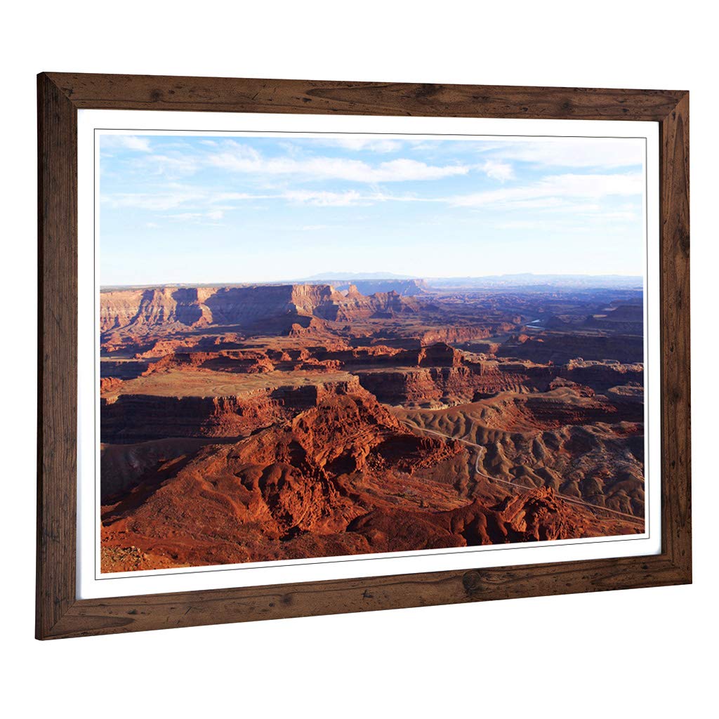 Big Box Art Framed Print of The Grand Canyon Mountain Landscape (2) Design | Wall Art Picture | Home Decor for Kitchen, Living Room, Bedroom, Hallway, Walnut, A2 / 24.5x18 Inch / 62x45cm