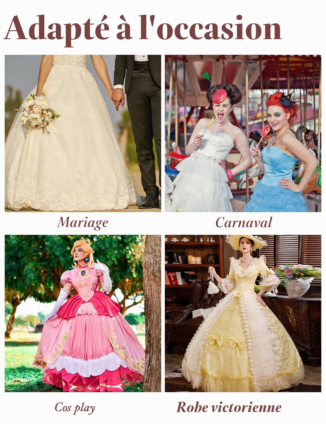 BEAUTELICATE Jupon Crinoline De Femme Long Vintage 6 Cerveaux Grande Taille Gonflant sous Robe De Mariage Mariée Princesse Soirée Bal Carnaval Cosplay Taille Unique