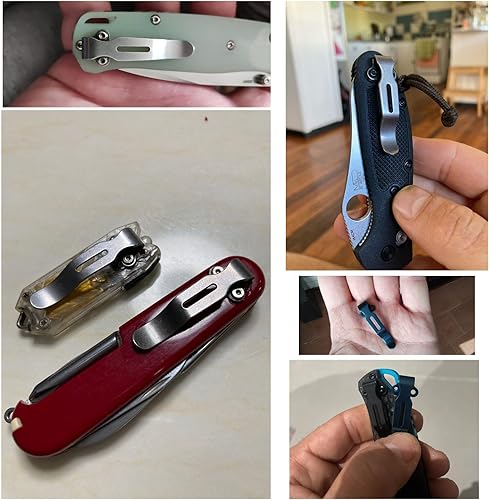 Miniatura 7 de Paquete de 2 clips de bolsillo de transporte profundo de acero inoxidable plegables para cuchillo 515 535 Series Práctica cintura 2 agujeros soporte