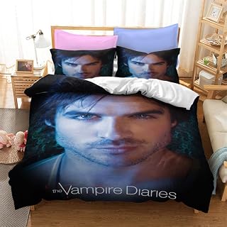 Damon Salvatore Bedding Set, The Vampire Diaries Duvet Cover Set, 3 Pieces 3D Printed Ian Somerhalder Bed Linen Set (1,240*220cm)