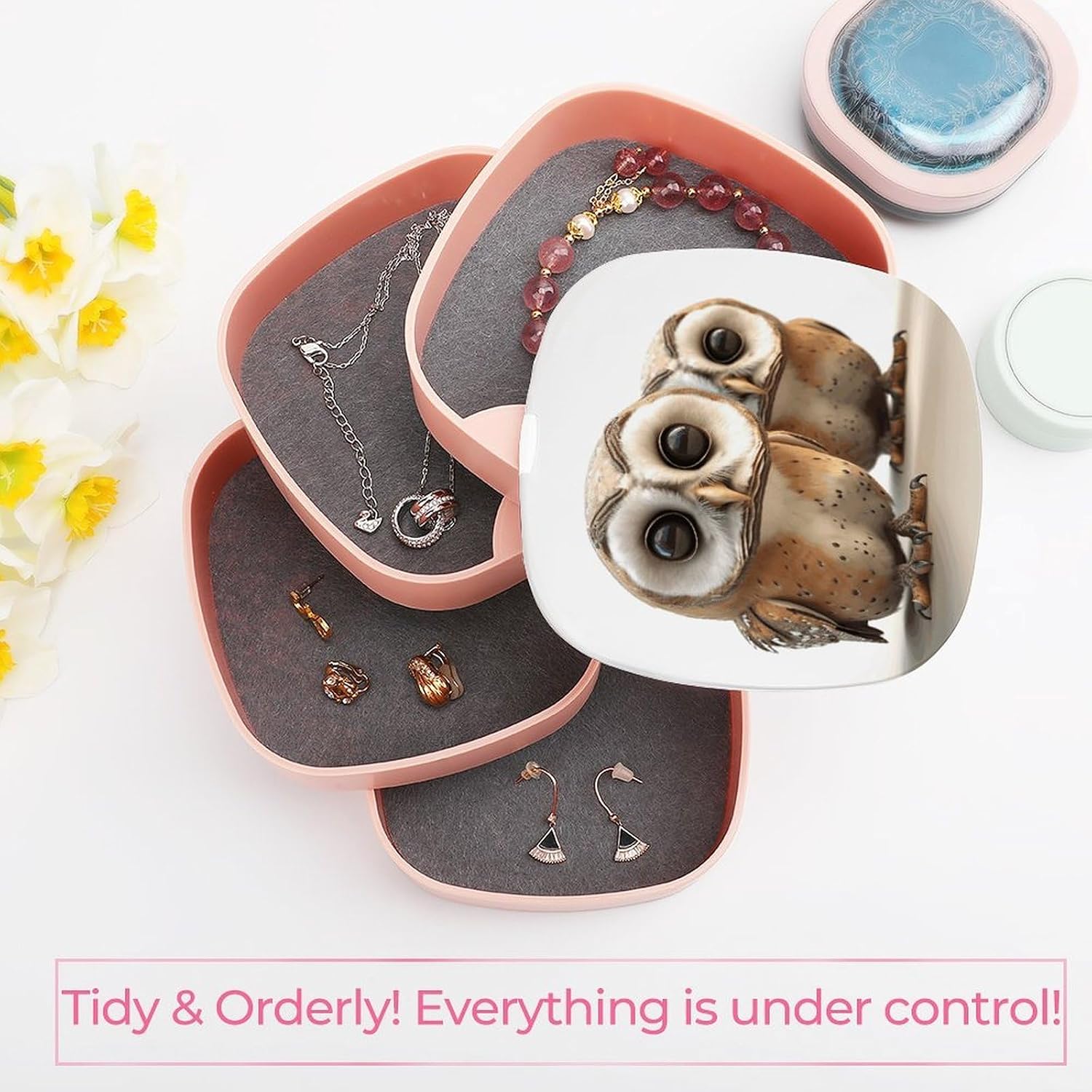 Jewelry Organizer Box Funny Owl Storage Case for Women Necklace Earring Stand Holders Ideal Birthday Gift image 5
