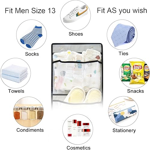 Miniatura 5 de Estantes colgantes sobre la puerta, organizador de almacenamiento para armario con 5 bolsillos de malla, organizador para dormitorio, baño, 2