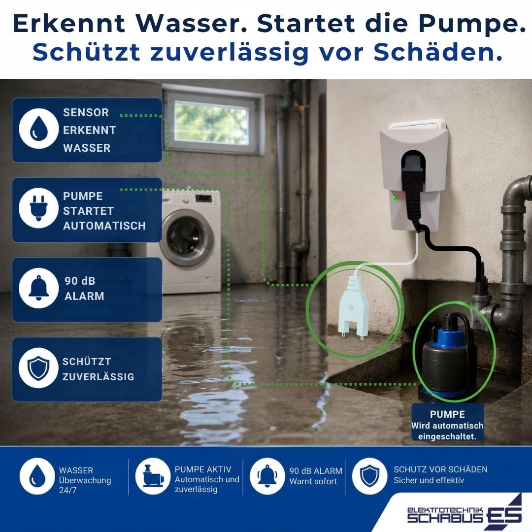Elektrotechnik Schabus Detector de agua para el control de bomba, 1 pieza, color blanco, Sht 217 Bomba Control
