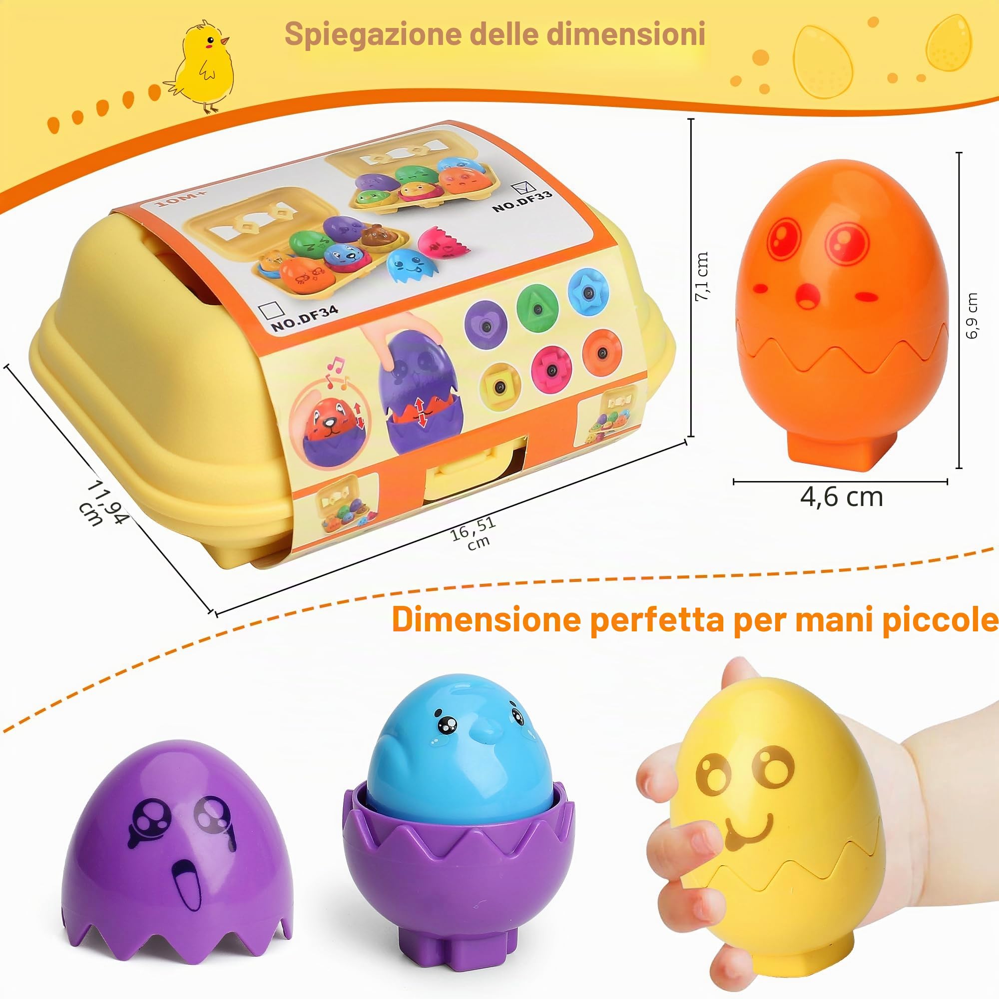 MOONTOY Uova Giocattolo per Bambini 1-3 Anni - Giochi Montessori Educativi per Imparare Colori e Forme - Gioco di Abbinamento - Regalo di Pasqua per Neonati