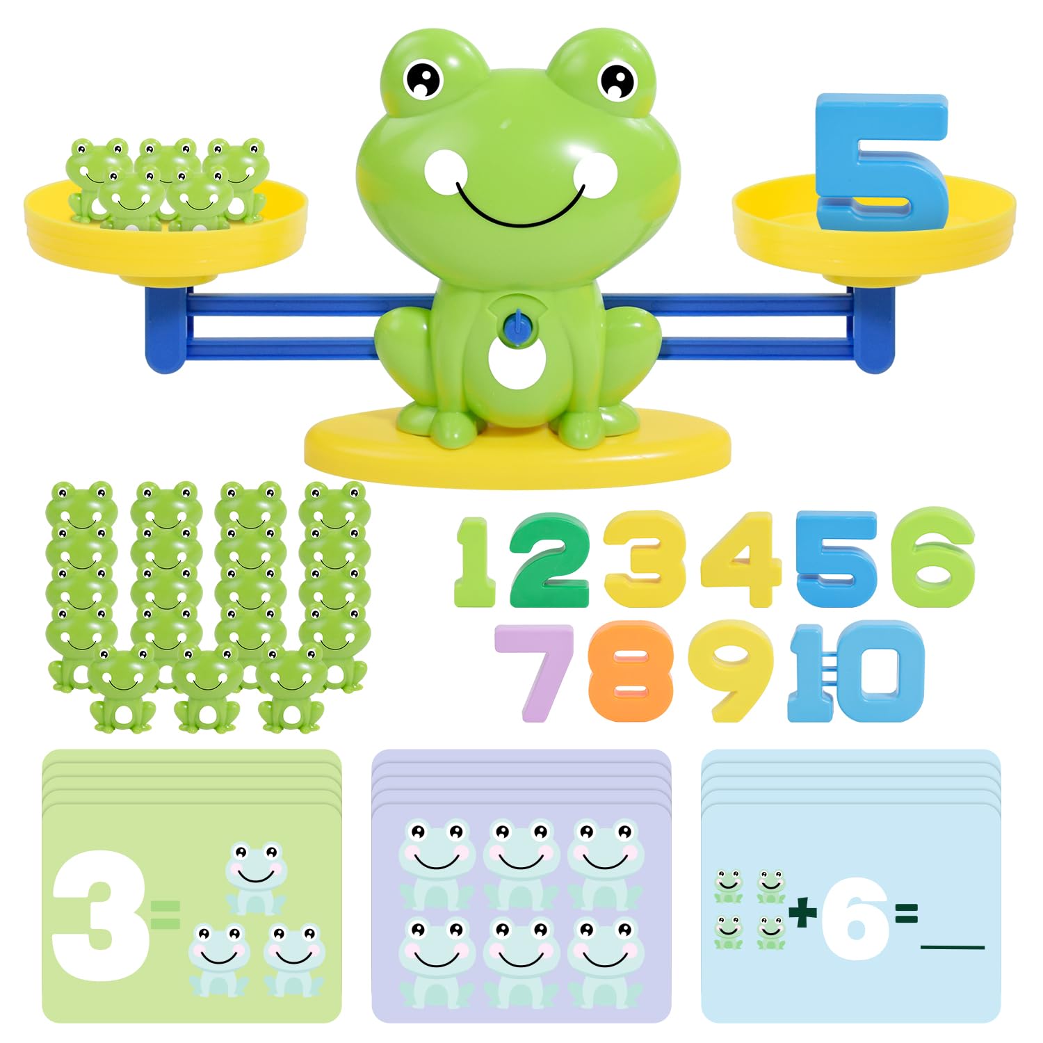 YYDeek Frog Balance Scale Math Toys, Number Counting Blocks for Kids, Early Development & Activity Toddler Learning Toy, Montessori Educational Toys for 3 4 5 Year Olds