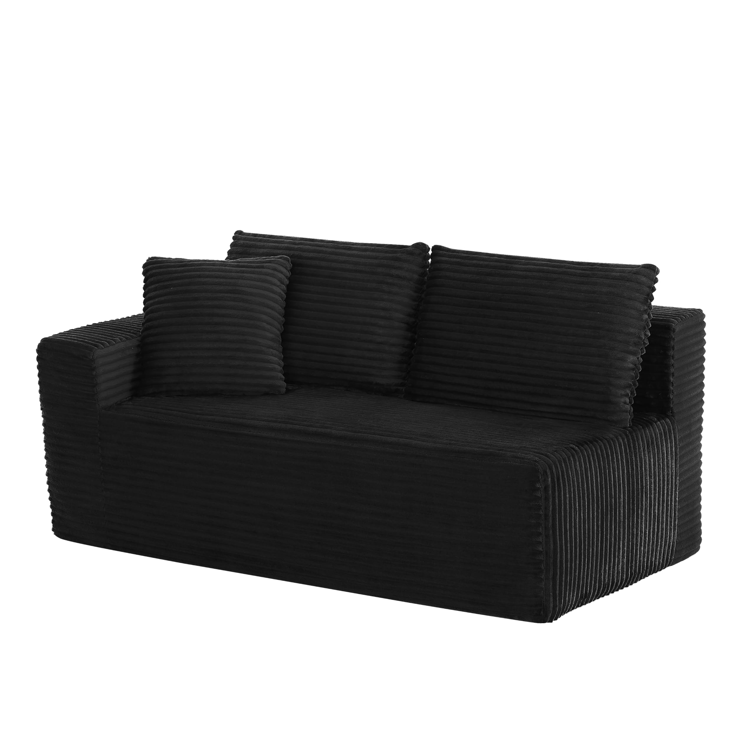 Sapgaks - Sofá esquinero convertible en L, sofá de 3 plazas de pana, sofá convertible de espuma viscoelástica para la sala de estar, dormitorio, apartamento, B-negro