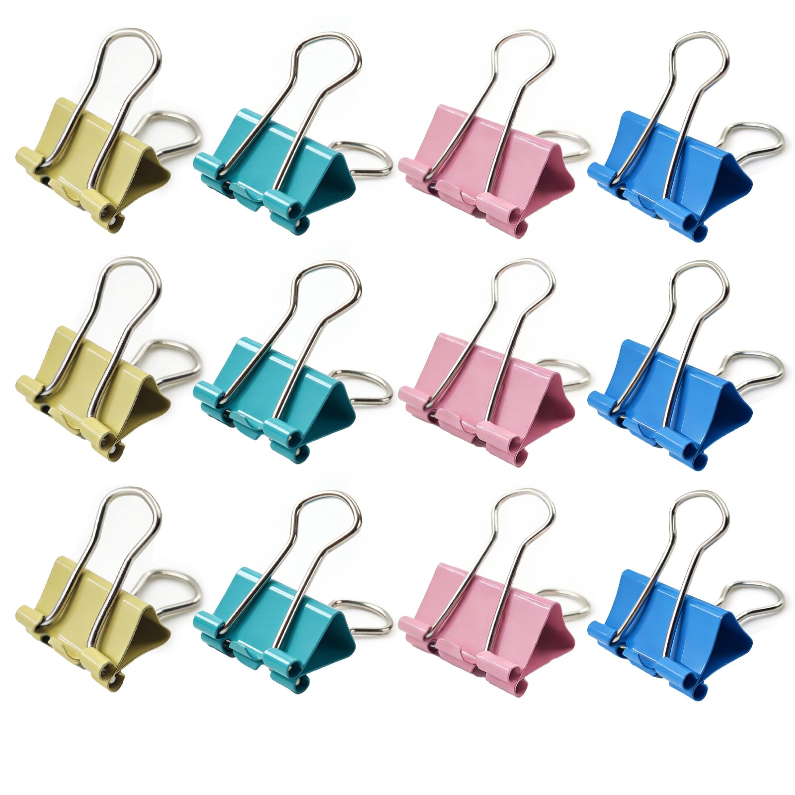 60 Pcs Binder Clips, Colored 25mm Bulldog Clips, Metal Foldback Clips Medium Paper Clips Paper Clamps Binder for Office Supplies, Home, Kitchen, Shops, School Document Organizing(4 Color)