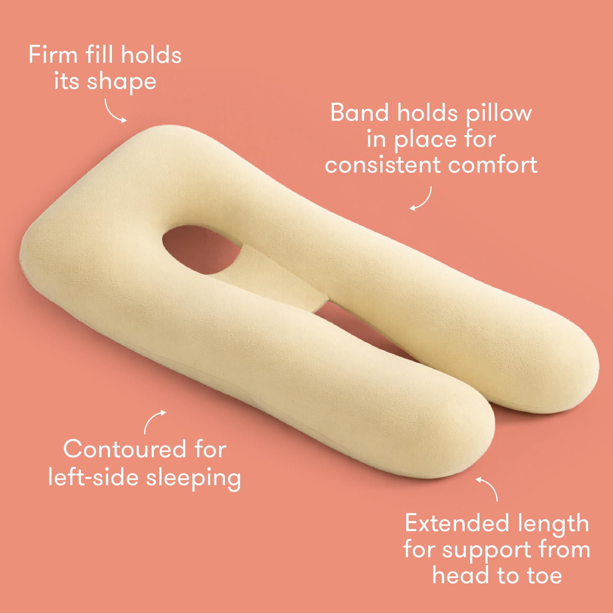 Frida Mom Full Body Support Pregnancy Pillow, Cooling Pregnancy Pillow, Wraps Around for All Over Support, Extended Length to Support from Head to Toe, Easy to Clean, Compact Storage Bag, Ivory - 5